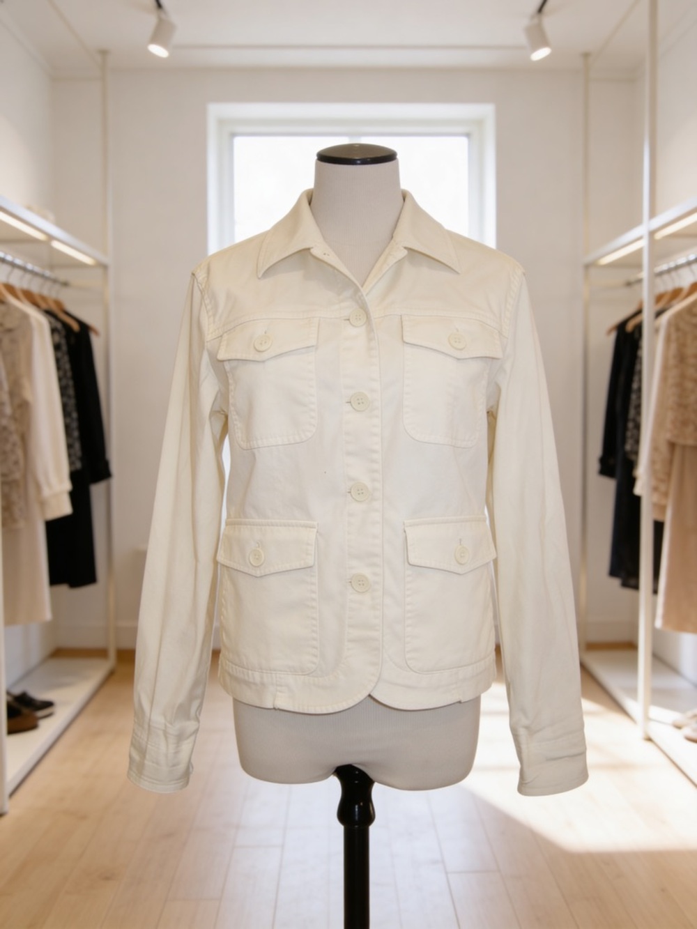 Coldwater Creek Cotton Denim Jacket White sz PS